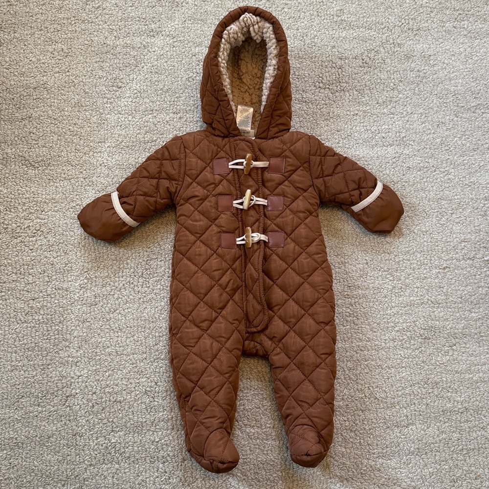 Nicole Miller Quilted Brown snowsuit 0-3 months